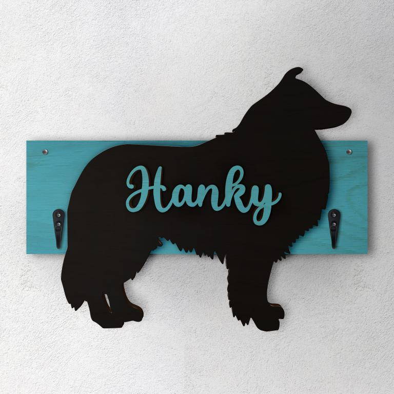 Pastore Scozzese - Porta guinzaglio e/o chiavi personalizzato con il nome del tuo cane