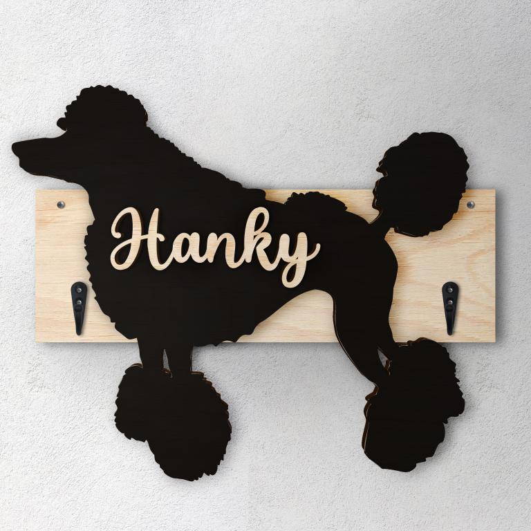 Barbone Grande - Porta guinzaglio e/o chiavi personalizzato con il nome del tuo cane