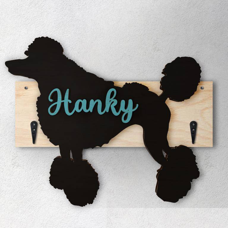 Barbone Grande - Porta guinzaglio e/o chiavi personalizzato con il nome del tuo cane