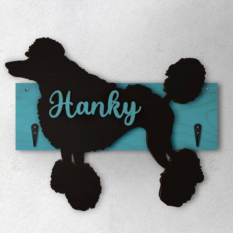 Barbone Grande - Porta guinzaglio e/o chiavi personalizzato con il nome del tuo cane