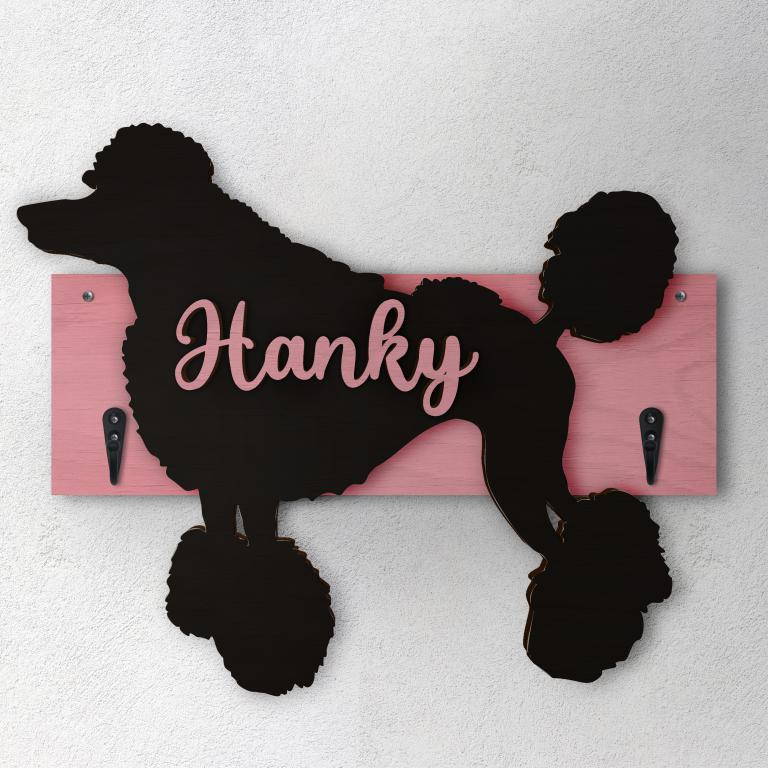 Barbone Grande - Porta guinzaglio e/o chiavi personalizzato con il nome del tuo cane