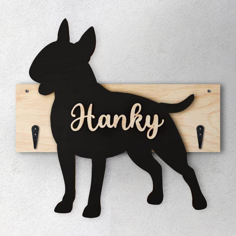 Bull Terrier - Porta guinzaglio e/o chiavi personalizzato con il nome del tuo cane