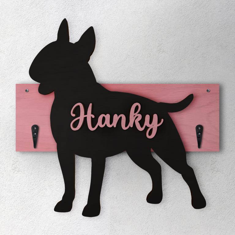 Bull Terrier - Porta guinzaglio e/o chiavi personalizzato con il nome del tuo cane