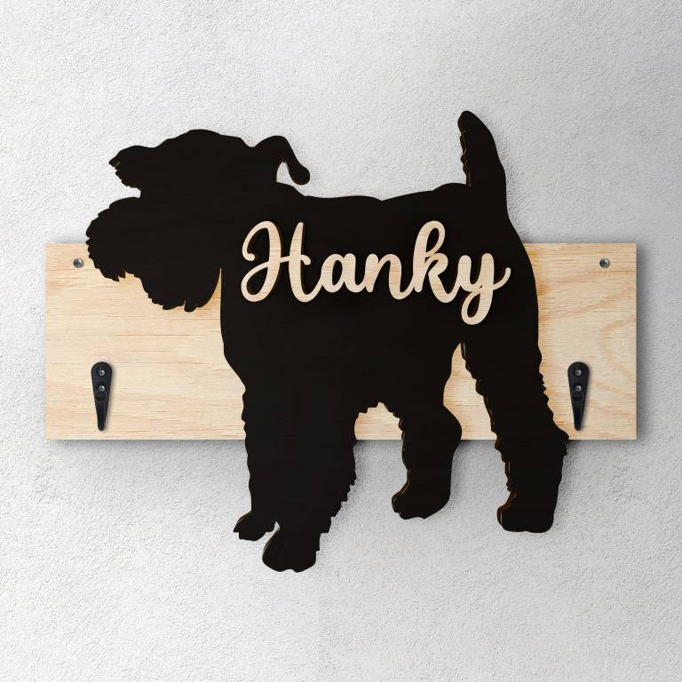 Schnauzer Nano - Porta guinzaglio e/o chiavi personalizzato con il nome del tuo cane