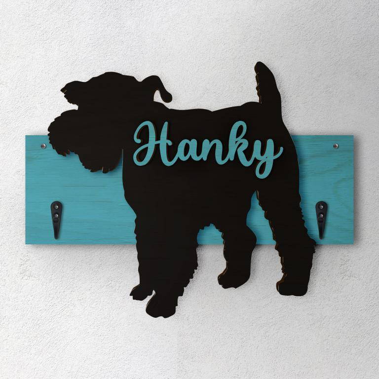 Schnauzer Nano - Porta guinzaglio e/o chiavi personalizzato con il nome del tuo cane