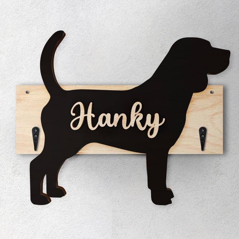 Beagle - Porta guinzaglio e/o chiavi personalizzato con il nome del tuo cane