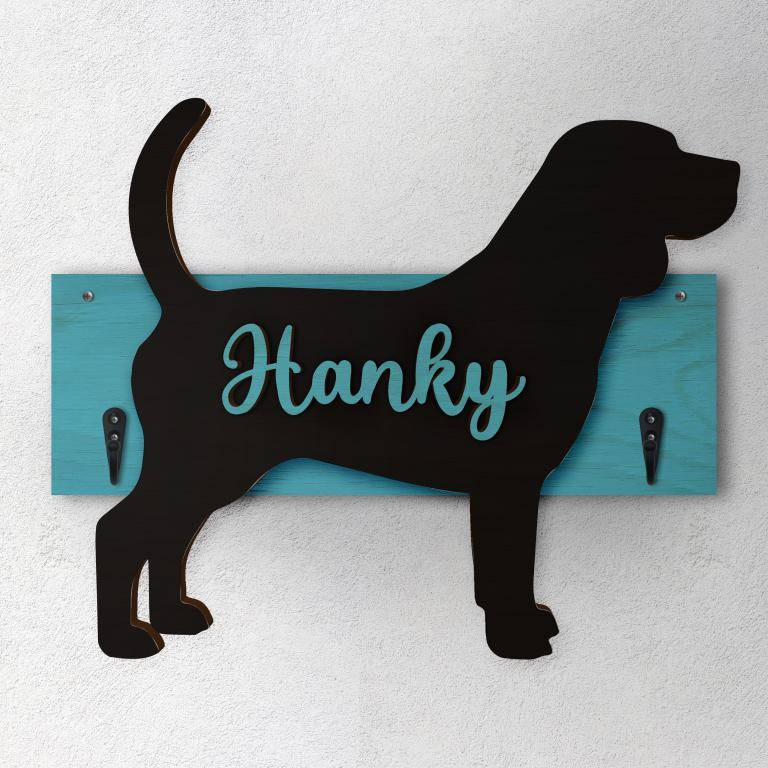 Beagle - Porta guinzaglio e/o chiavi personalizzato con il nome del tuo cane