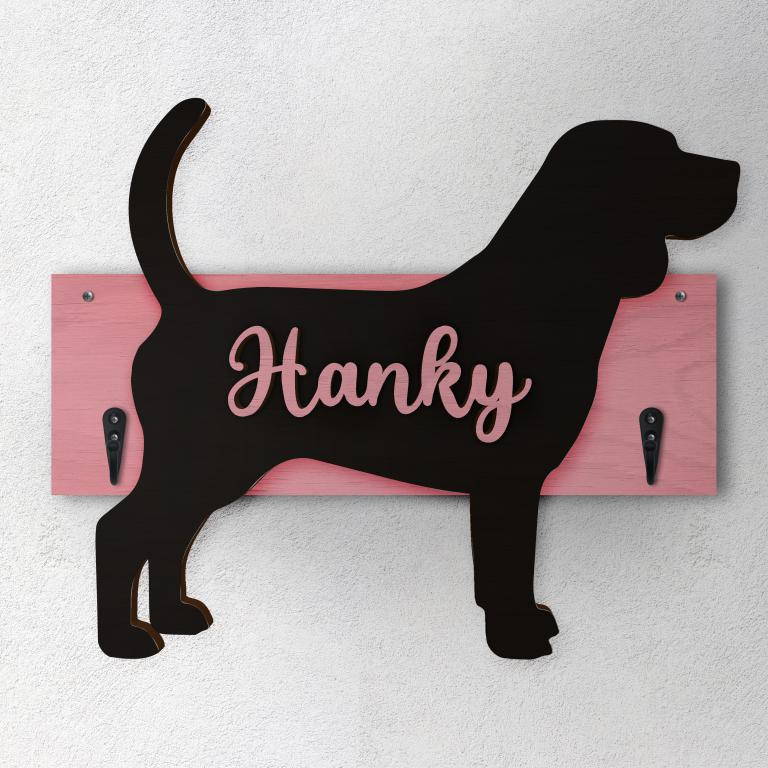 Beagle - Porta guinzaglio e/o chiavi personalizzato con il nome del tuo cane