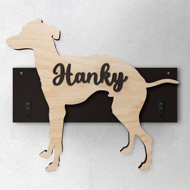 Levriero - Porta guinzaglio e/o chiavi personalizzato con il nome del tuo cane