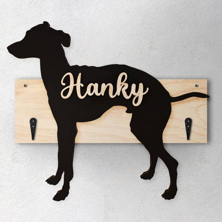 Levriero - Porta guinzaglio e/o chiavi personalizzato con il nome del tuo cane