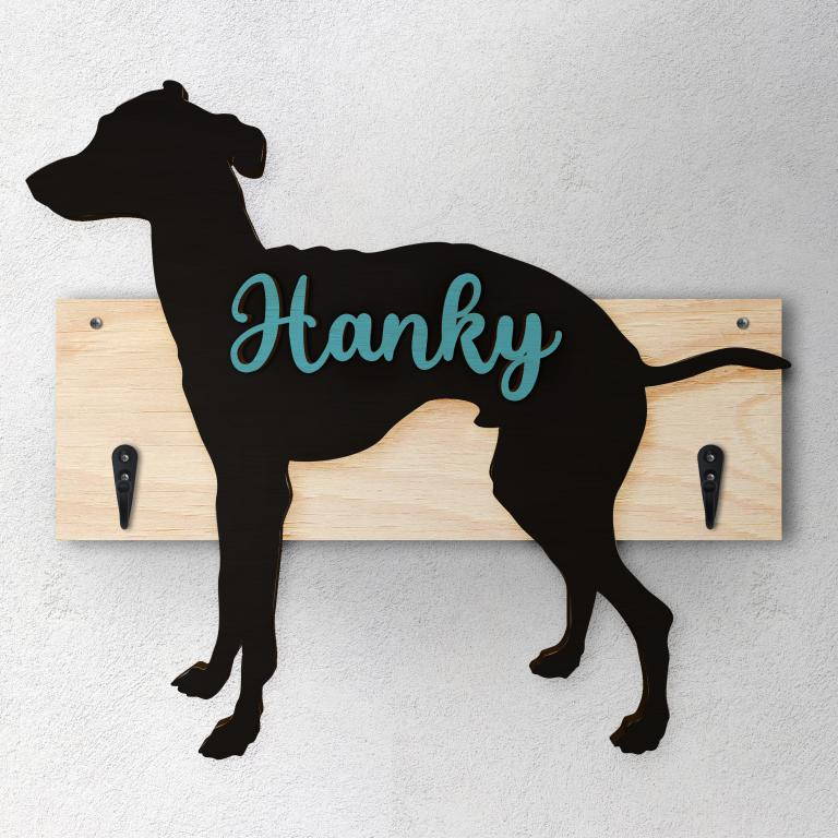 Levriero - Porta guinzaglio e/o chiavi personalizzato con il nome del tuo cane