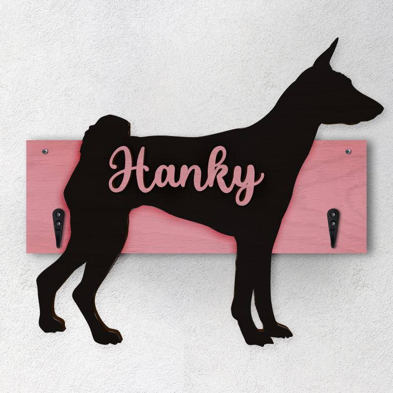 Basenji - Porta guinzaglio e/o chiavi personalizzato con il nome del tuo cane