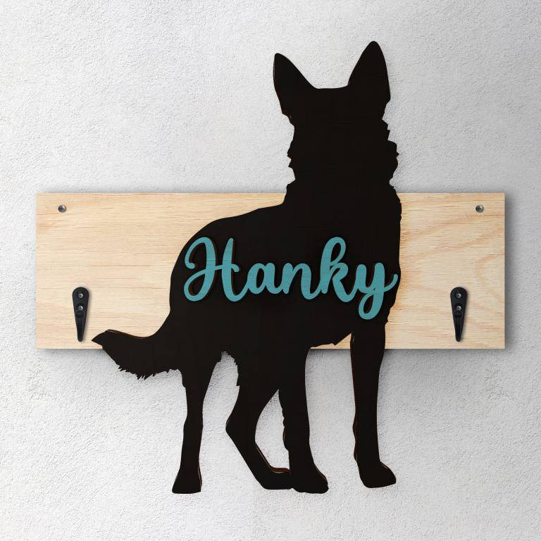 Pastore Tedesco - Porta guinzaglio e/o chiavi personalizzato con il nome del tuo cane