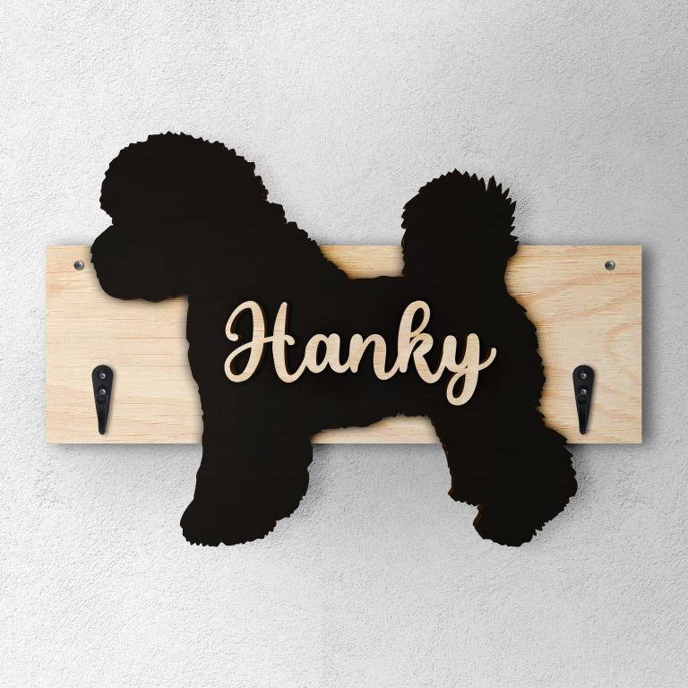 Bichon Frise - Porta guinzaglio e/o chiavi personalizzato con il nome del tuo cane