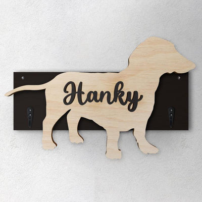 Bassotto Tedesco - Porta guinzaglio e/o chiavi personalizzato con il nome del tuo cane