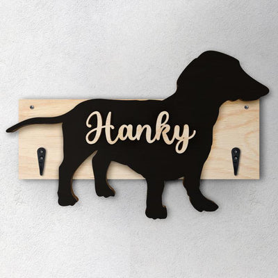 Bassotto Tedesco - Porta guinzaglio e/o chiavi personalizzato con il nome del tuo cane