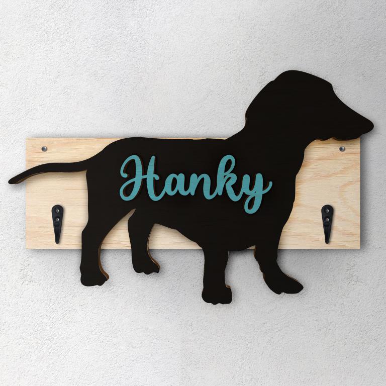 Bassotto Tedesco - Porta guinzaglio e/o chiavi personalizzato con il nome del tuo cane