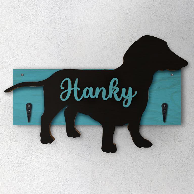 Bassotto Tedesco - Porta guinzaglio e/o chiavi personalizzato con il nome del tuo cane