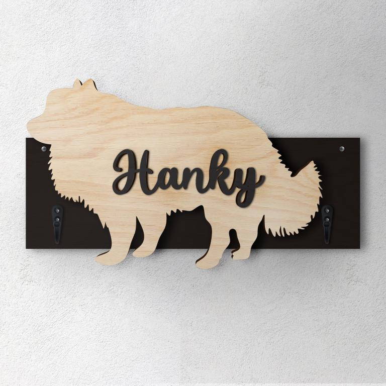 Pomerania- Porta guinzaglio e/o chiavi personalizzato con il nome del tuo cane