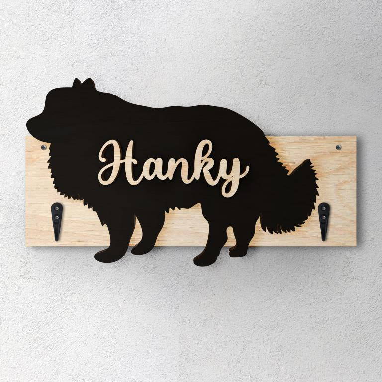 Pomerania- Porta guinzaglio e/o chiavi personalizzato con il nome del tuo cane