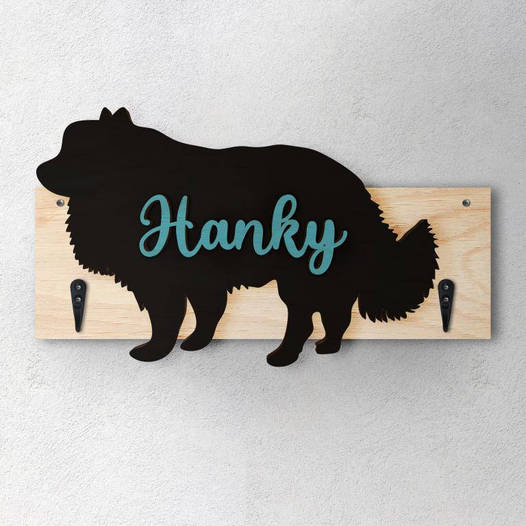 Pomerania- Porta guinzaglio e/o chiavi personalizzato con il nome del tuo cane