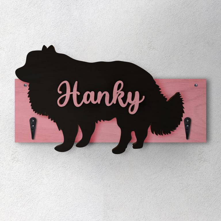 Pomerania- Porta guinzaglio e/o chiavi personalizzato con il nome del tuo cane