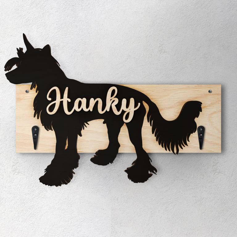 Chinese Crested - Porta guinzaglio e/o chiavi personalizzato con il nome del tuo cane