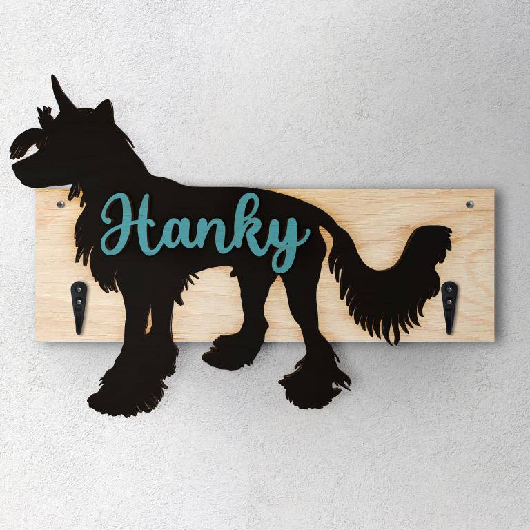 Chinese Crested - Porta guinzaglio e/o chiavi personalizzato con il nome del tuo cane