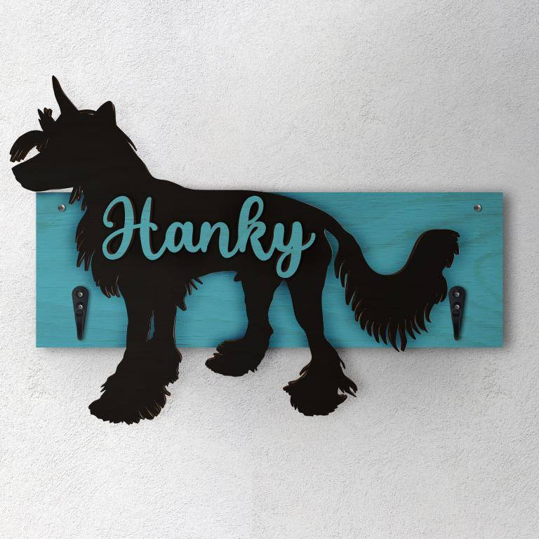 Chinese Crested - Porta guinzaglio e/o chiavi personalizzato con il nome del tuo cane