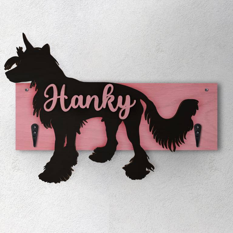 Chinese Crested - Porta guinzaglio e/o chiavi personalizzato con il nome del tuo cane