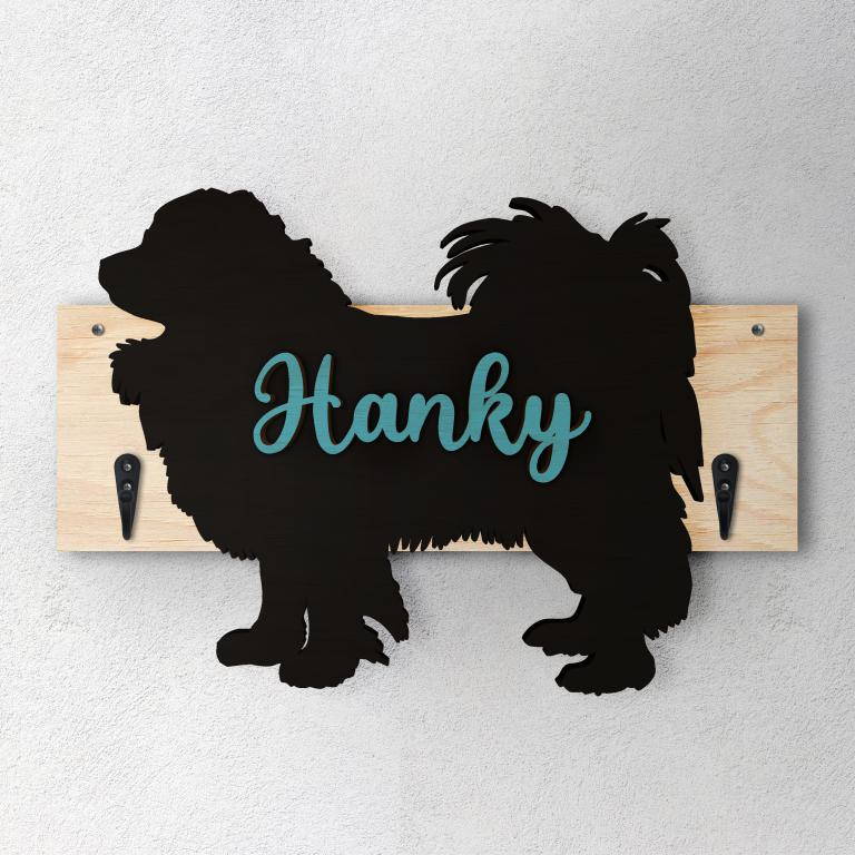 Papillon - Porta guinzaglio e/o chiavi personalizzato con il nome del tuo cane