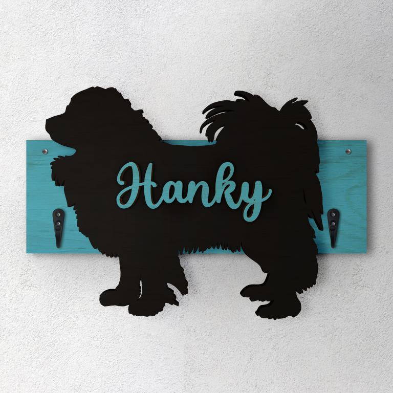 Papillon - Porta guinzaglio e/o chiavi personalizzato con il nome del tuo cane