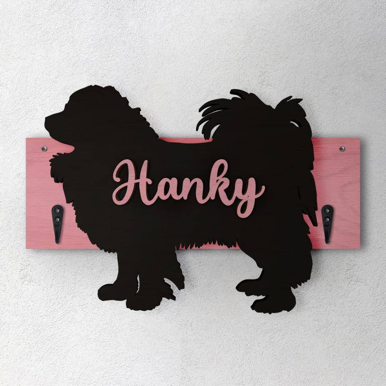 Papillon - Porta guinzaglio e/o chiavi personalizzato con il nome del tuo cane