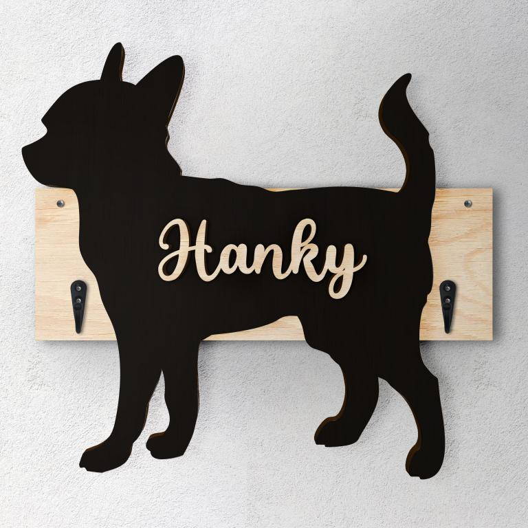 Chihuahua - Porta guinzaglio e/o chiavi personalizzato con il nome del tuo cane
