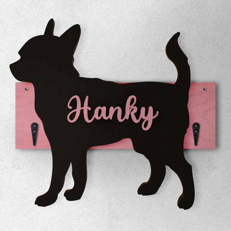 Chihuahua - Porta guinzaglio e/o chiavi personalizzato con il nome del tuo cane