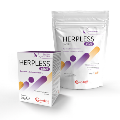 CANDIOLI Herpless Facile Plus Gatto Barattolo Bocconcini 30pz