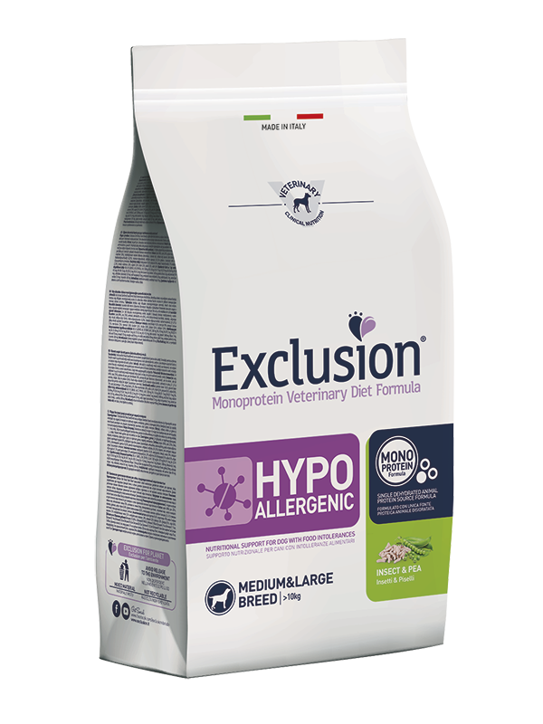 EXCLUSION Cane Hypoallergenic Medium&Large Breed Insetti e Piselli Adult 12Kg