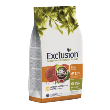 EXCLUSION Cane Mediterraneo Medium Puppy Manzo 12Kg