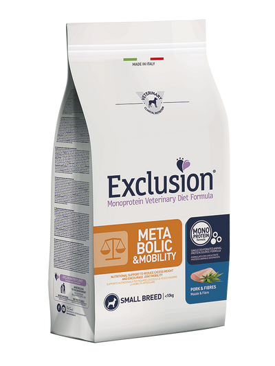 EXCLUSION Cane Metabolic & Mobility Small Breed Maiale e Fibre 7Kg