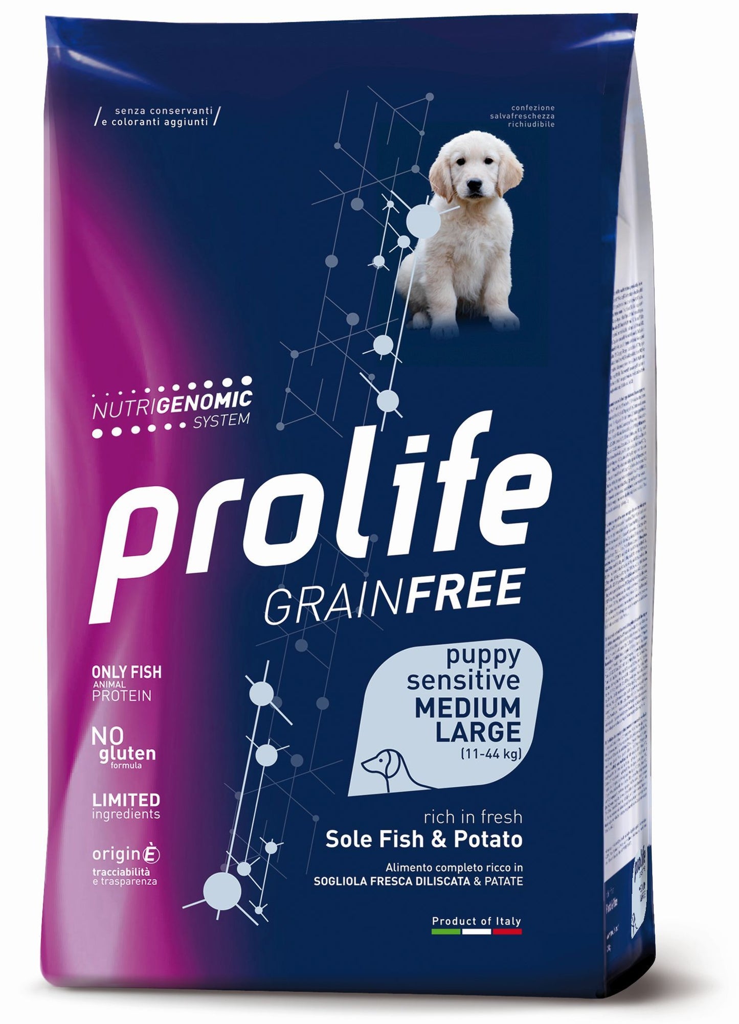 PROLIFE Cane Grain Free Puppy Sensitive Sole Fish & Potato Medium/Large 10Kg