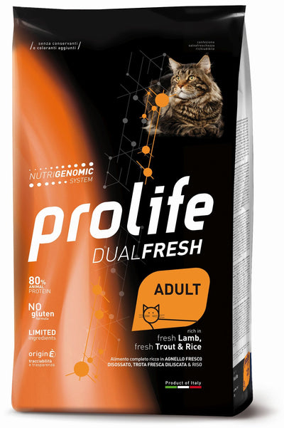 PROLIFE Gatto Dual Fresh Adult fresh Lamb, fresh Trout & Rice 7Kg