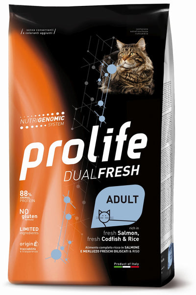 PROLIFE Gatto Dual Fresh Adult fresh Salmon, fresh Codfish & Rice 7Kg