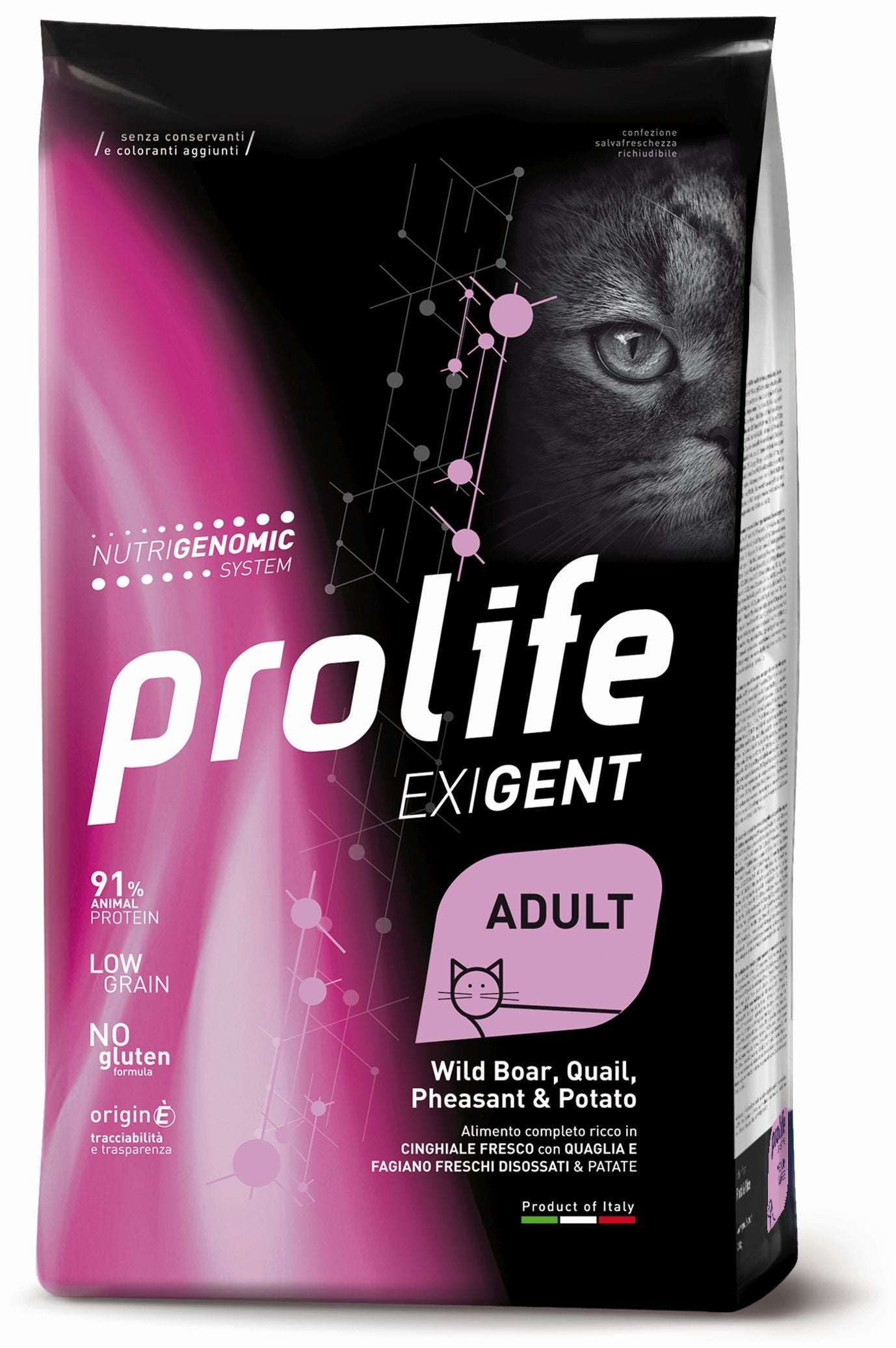 PROLIFE Gatto Exigent Adult Wild Boar, Quail, Pheasant & Potato 1,5Kg