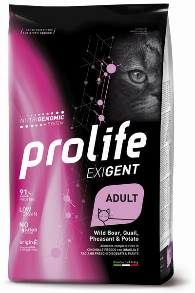PROLIFE Gatto Exigent Adult Wild Boar, Quail, Pheasant & Potato 1,5Kg
