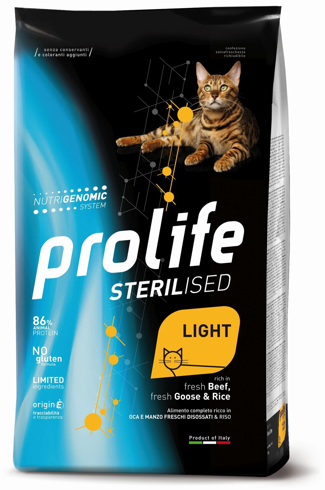PROLIFE Gatto Sterilised Light Adult fresh Beef, fresh Goose & Rice 1,5Kg