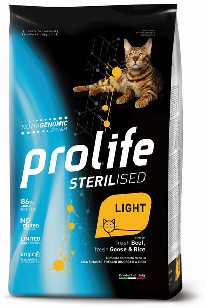 PROLIFE Gatto Sterilised Light Adult fresh Beef, fresh Goose & Rice 1,5Kg